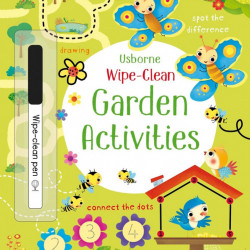 Carte de tip scrie si sterge la nesfarsit cu marker inclus, Wipe-clean garden activities, usborne