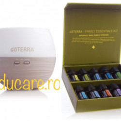 Pachet promotional, difuzor petal 2.0 doterra cu ultrasunete si kit 10x5 ml uleiuri esentiale pure, indispensabile familiilor cu copii, Doterra
