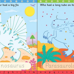 Carte cu marker de tip "scrie si sterge", Wipe-clean dot to dot dinosaurs, Usborne