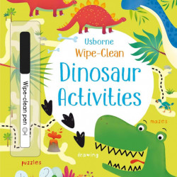 Carte de tip scrie si sterge la nesfarsit, cu marker inclus, Wipe-clean dinosaur activities, usborne