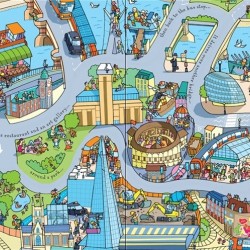 Wind-up bus, carte cu jucarie si harta Londrei, usborne