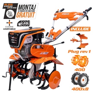 Motosapa RURIS 701KS, 7CP, roti cauciuc 4.00-8, plug reversibil rev1, roti metalice 400 fara manicot