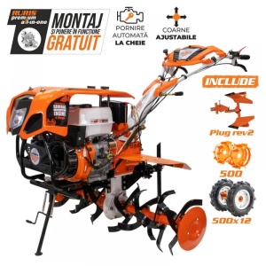 Motosăpătoare RURIS 1300 KS, 13 CP, roți cauciuc 5.00-12, plug reversibil rev2, roți metalice 500