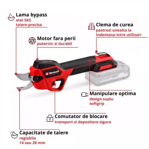 Foarfeca de gradina fara fir Einhell PROFESSIONAL 3408320 - Img 10