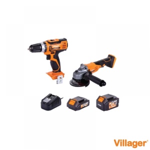 Set Masina de gaurit si insurubat VLN 3220 + Polizor unghiular VLN 4320, cu acumulatori si incarcator Villager 060108