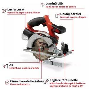 Ferăstrău Circular de mână fără fir TE-CS 18/150 Li - Solo 4331220 - Img 3