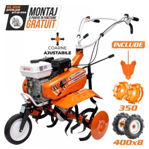 Motosapa Ruris DAC 7000 ACC1, 7CP, roti cauciuc 4.00-8, roti metalice 350 fara manicot, rarita ajustabila - Img 12
