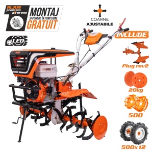 Motosapatoare RURIS 913ACC, 13CP, roti cauciuc 5.00-12, plug reversibil, roti metalice