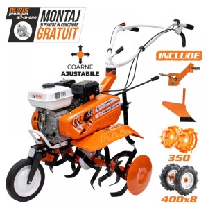 Motosapa Ruris DAC 7000 ACC2, 7CP, roti cauciuc 4.00-8, roti metalice 350 fara manicot, plug, adaptor plug