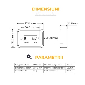 Contor orar AgroPro pentru motoare termice benzina motosapa motocultor drujba motor barca - Img 5