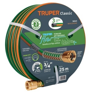 Furtun de gradina 3/4", 25 m, 3 straturi, armat, cu mufa alama - Truper