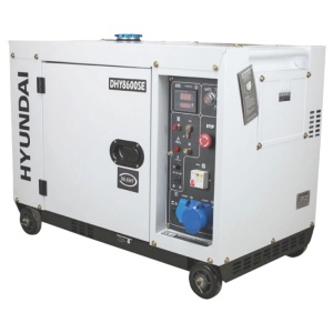 Generator de curent diesel monofazat Hyundai DHY8600SE, 6 kW, insonorizat, pornire electrică