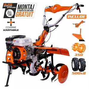 Motosapatoare RURIS 753K, 7.5 CP + roti cauciuc 5.00-8+plug+adaptor+roti metalice 350 fara manicot
