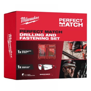 Set burghie si biti de impact Milwaukee 39 bucati + ochelari de protectie PERFECT MATCH 4932492657 - Img 3
