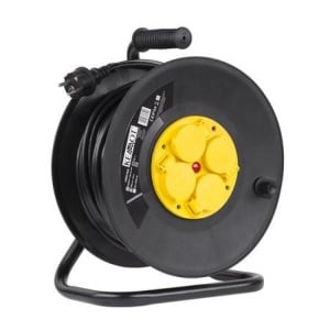 Prelungitor derulator pe tambur cu 4 prize schuko si 50 m cablu 3x1.5