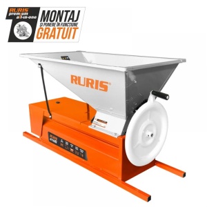 Zdrobitor manual cu desciorchinare Ruris HT100, cuva 57 l, role aluminiu, productivitate 800-1000 kg/h