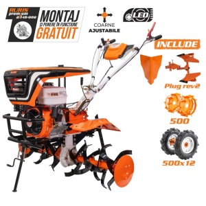 Motosapatoare RURIS 915ACC, 15 CP + roti cauciuc 5.00-12+rarita+plug reversibil rev2+roti metalice 500