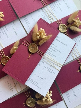 INVITATIE DE NUNTA BURGUNDY COD 015