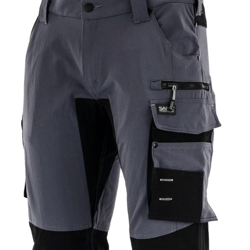 Pantaloni de lucru elastici confort premium, design outdoor, Gri-Negru - Img 2