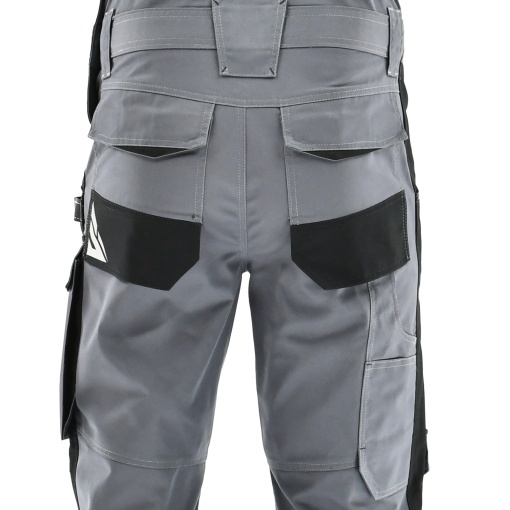 Pantaloni salopeta cu pieptar, rezistenti si functionali Gri-Negru - Img 3