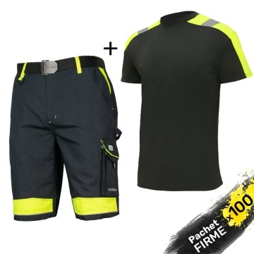 100x Costum lucru reflectorizant vara: Pantaloni scurti si Tricou, cel mai mic pret