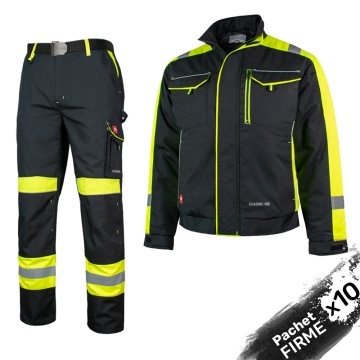 10x Pachet Reflectorizat Costum salopeta lucru: Pantaloni si Jacheta