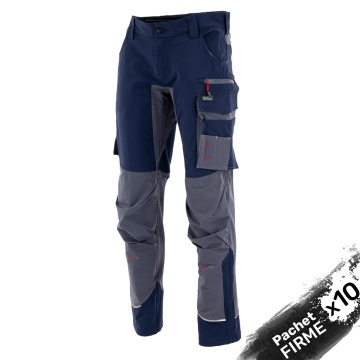 10x Pantaloni de lucru elastici confort premium, design outdoor, Bleumarin-Gri