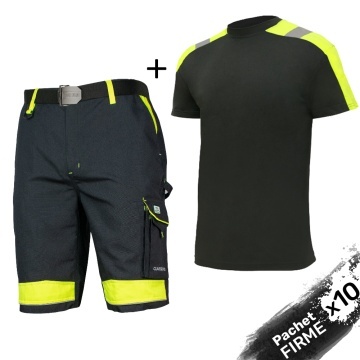 10x Costum de lucru reflectorizant vara: Pantaloni scurti si Tricou