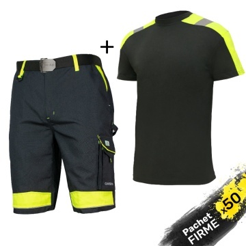 50x Costum de lucru reflectorizant vara: Pantaloni scurti si Tricou