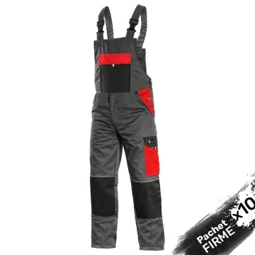 Salopeta de lucru cu pieptar gri-rosu CXS Set de la 10x