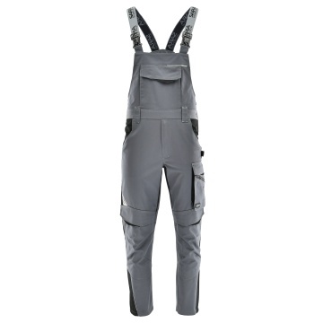 Pantaloni salopeta cu pieptar, rezistenti si functionali Gri-Negru