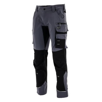 Pantaloni de lucru elastici confort premium, design outdoor, Gri-Negru