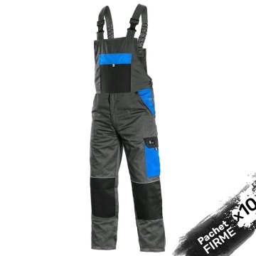 Salopeta de lucru cu pieptar gri-albastra CXS Set de la 10x