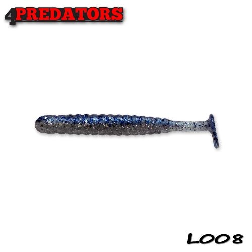 4Predators Worm Shad, 8cm, Blue-Silver
