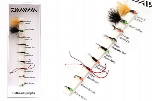 Muste Artificiale Daiwa Fly Pack Hothead Nymphs 9buc/pachet