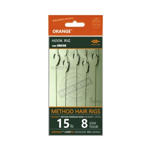 Rig Feeder Orange Series 1 Method Hair Rigs 10cm 15lbs Nr 12