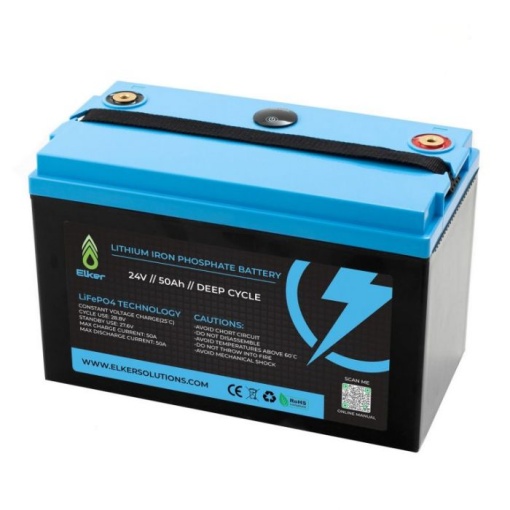 Baterie Elker LiFePO4 Lithium Battery 24v 50Ah Cu BMS Si LCD Indicator