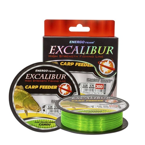 Fir Monofilament Excalibur Carp Feeder Fluo Yellow-Green Camou 300m