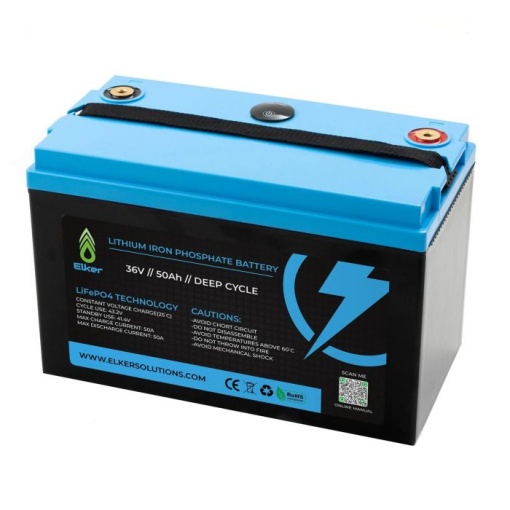 Baterie Elker LiFePO4 Lithium Battery 36v 50Ah Cu BMS si LED Indicator