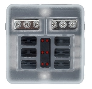 Bloc de Sigurante cu Capac, Indicator LED si Bus Bar Negativ EVAL 32V 100A (6 sau 12 Pozitii)