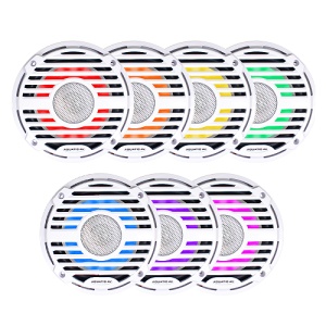 Boxe Aquatic PC410 Pro Clasic (120W) – Boxe marine albe de 6.5 inch cu iluminare RGB LED integrată și certificare IP65 pentru sunet și stil în medii nautice solicitante.