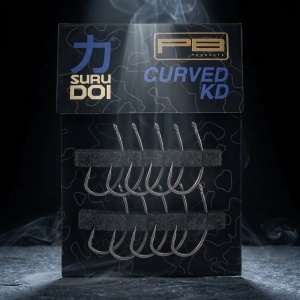 Carlige crap PB Products Surudoi Curved KD PTFE din otel japonez forjat cu tija curbata continua pentru monturi KD Rig.