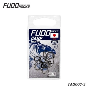 Cârlige Fudo Iseama Ring Black-Nickel – vârf Triangle Point, oțel japonez, formă Iseama, acoperire BN anticoroziune, ideale pentru crap și feeder.