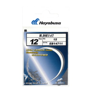 Cârlige Hayabusa H.ISE147 Nickel, cârlige ușoare și rezistente pentru monturi method feeder cu fir de păr