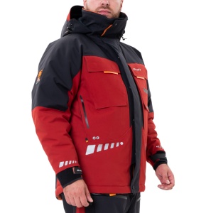 Costum tehnic de iarnă Graff WARMGUARD EXTREME Winter Set 220-O-B-4 de culoare oliv, echipat cu membrană BRATEX de 25.000mm, izolație termică SUBZERO pentru ger extrem de până la –50°C, finisaj DRY CARE și fermoare YKK AquaGuard.