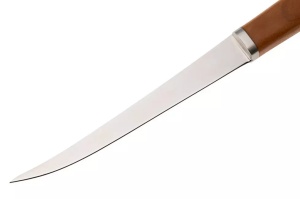 Cuțit Filetat Marttiini Cabin Chef – Instrument profesional cu lamă de 110mm din oțel inox, design semnat de Harri Koskinen și mâner din mesteacăn tratat termic.