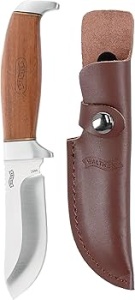 Cuțit pt piele Walther Premium Skinner – Instrument de vânătoare cu lamă de 95mm din oțel 440C, mâner elegant din lemn de nuc și teacă din piele inclusă.