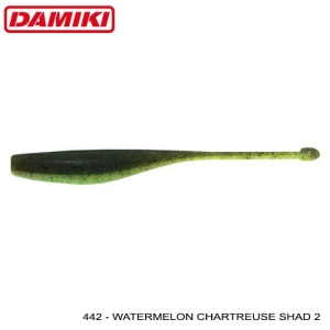 Damiki Dope Shad 10.2cm 8buc/plic Watermelon Chartreuse