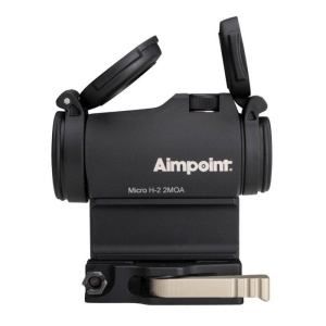 Aimpoint Micro H2 2 MOA montat pe AR15 cu Micro LRP Mount™ și spacer 39mm, red dot compact și rezistent.