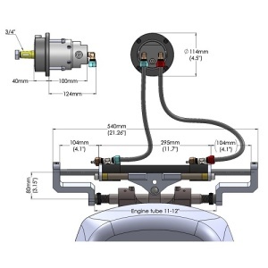 Kit complet de guvernare hidraulică Hydrodrive MF175WTS pentru motoare outboard de până la 175 CP – Sistem marin premium heavy-duty cu valvă No-Feedback, cilindru MC 175WTS, furtunuri de 6m și 3 ani garanție.